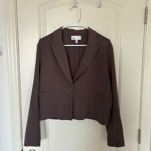 Boxy Cropped Women's Blazer Jacket in Brown